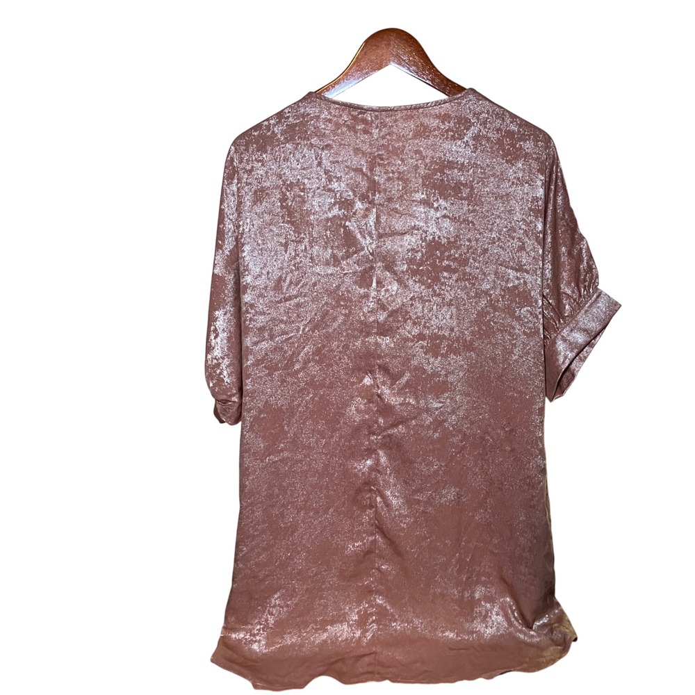 Jodifl Metallic Shimmer Blouse Small/Large Caramel Gold New V-Neck Cuffed Sleeve - Picture 5 of 8
